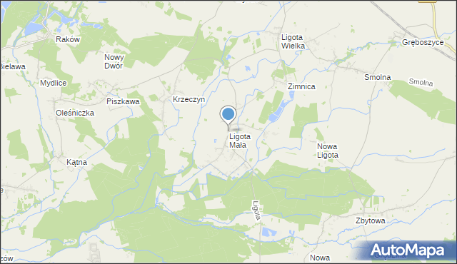 mapa Ligota Mała, Ligota Mała gmina Oleśnica na mapie Targeo